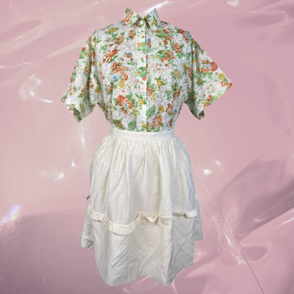 Vintage Romantic Fairy sheer Floral print button up shirt